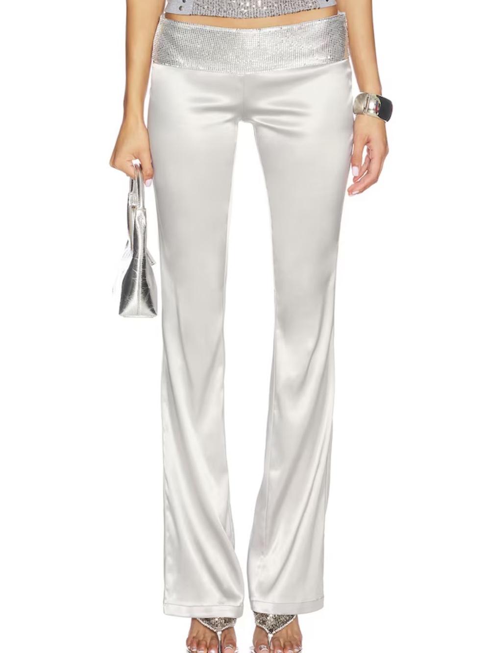 Jaded London Satin Low-Rise Chainmail Trouser